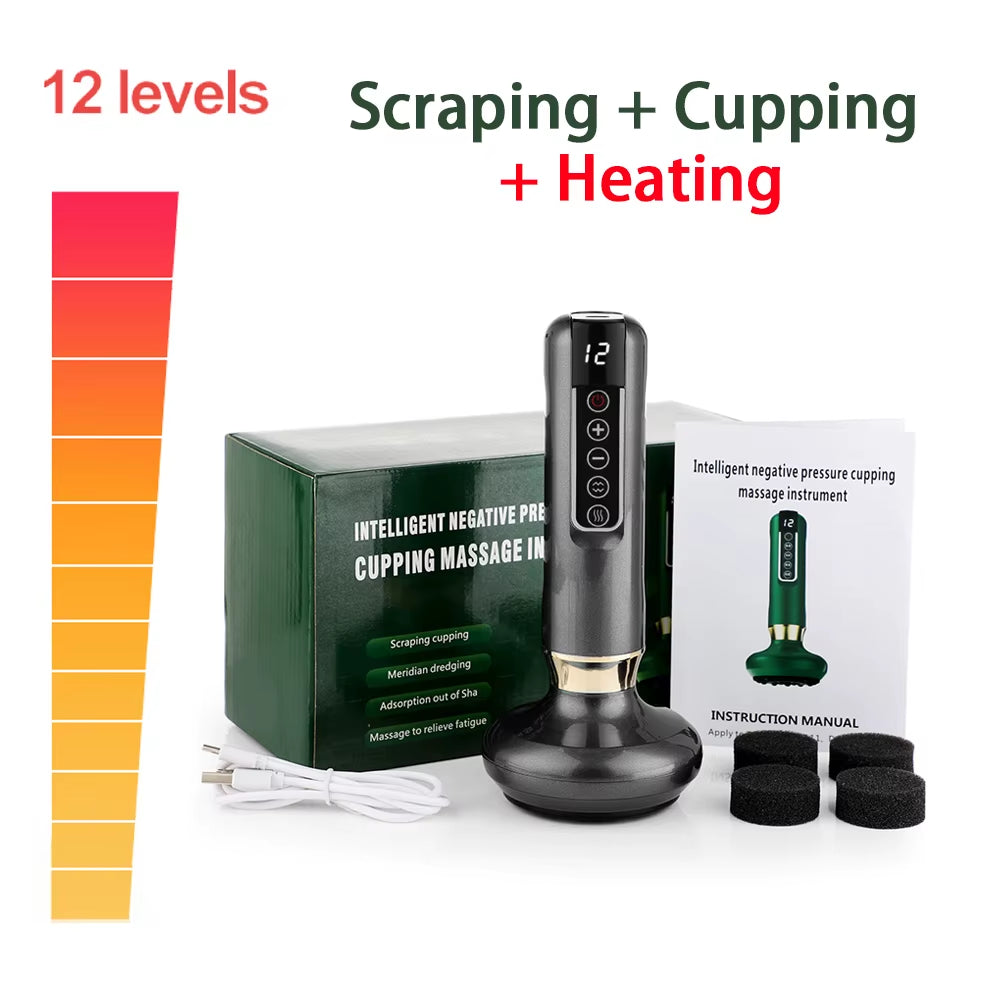 Electric Cupping Massager Vacuum Suction Cup Guasha anti Cellulite Beauty Health Scraping Device Infrared Heat Slimming Massager