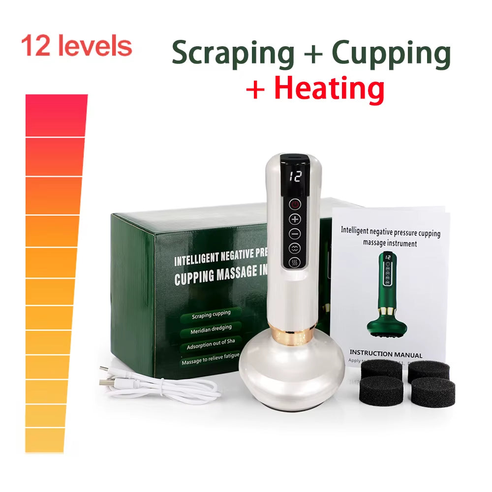 Electric Cupping Massager Vacuum Suction Cup Guasha anti Cellulite Beauty Health Scraping Device Infrared Heat Slimming Massager