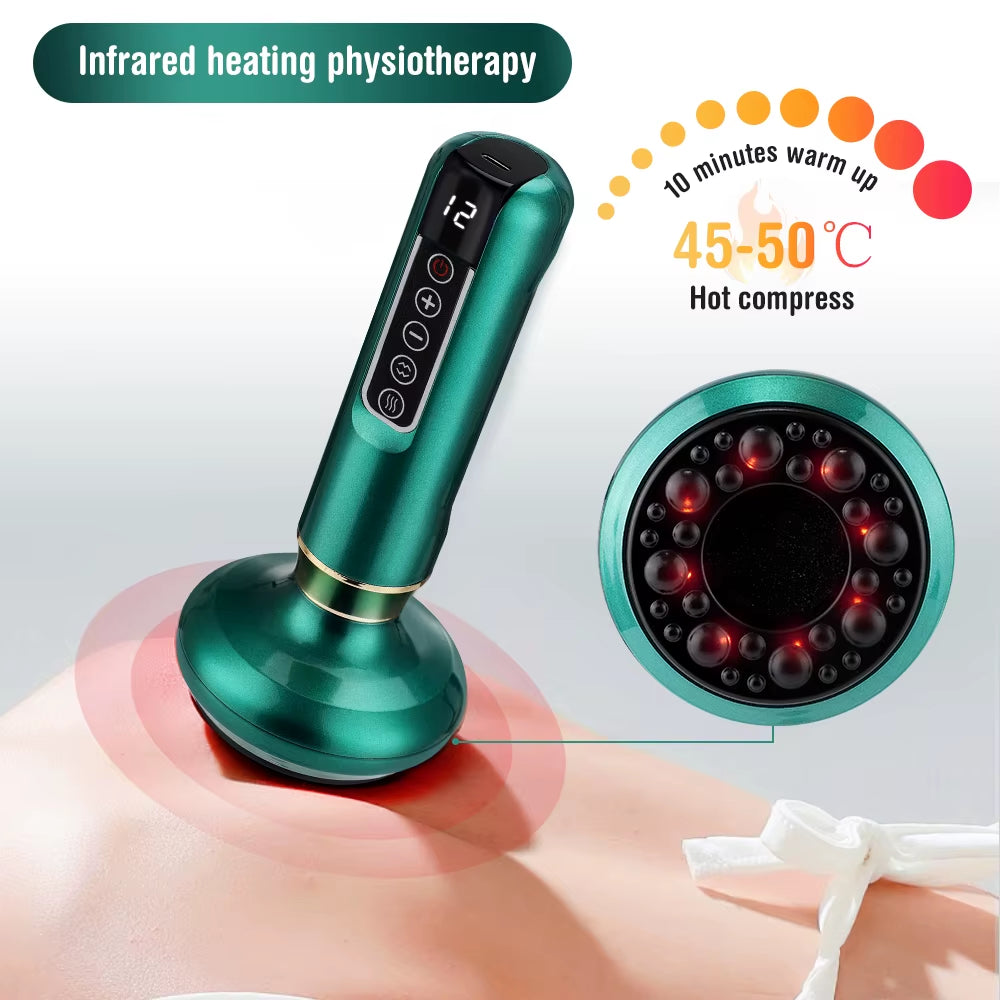 Electric Cupping Massager Vacuum Suction Cup Guasha anti Cellulite Beauty Health Scraping Device Infrared Heat Slimming Massager