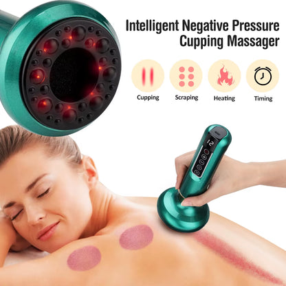 Electric Cupping Massager Vacuum Suction Cup Guasha anti Cellulite Beauty Health Scraping Device Infrared Heat Slimming Massager