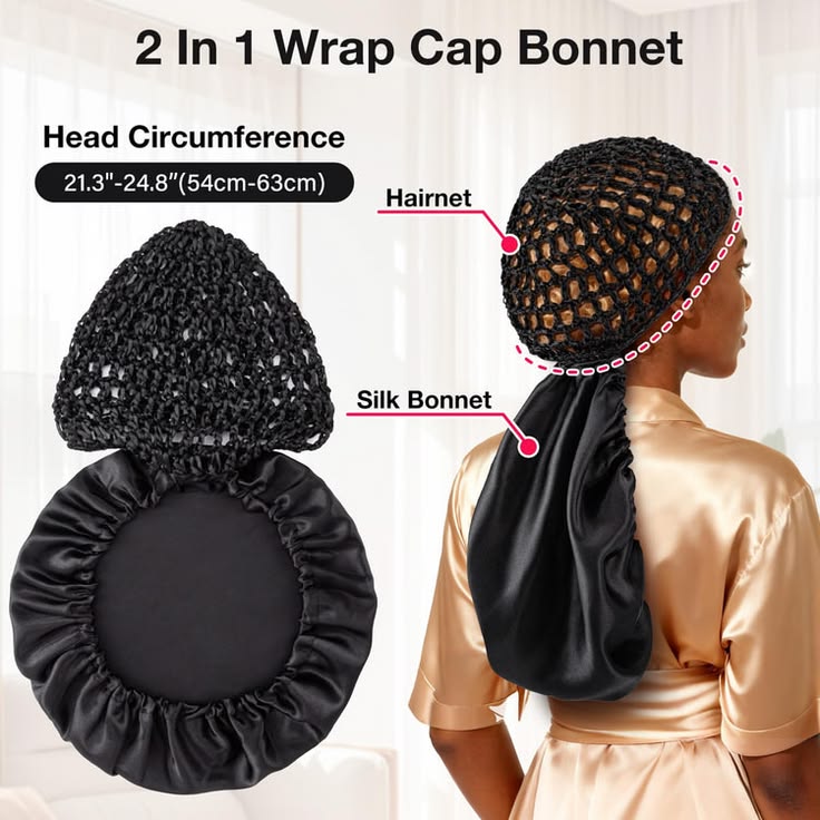 Elevate Your Hair Care with Our 2-in-1 Reversible Wrap Cap Bonnet - Perfect for Silk Press, Curly Hair & Wig Protection!