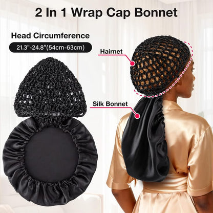 Elevate Your Hair Care with Our 2-in-1 Reversible Wrap Cap Bonnet - Perfect for Silk Press, Curly Hair & Wig Protection!
