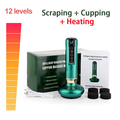 Electric Cupping Massager Vacuum Suction Cup Guasha anti Cellulite Beauty Health Scraping Device Infrared Heat Slimming Massager